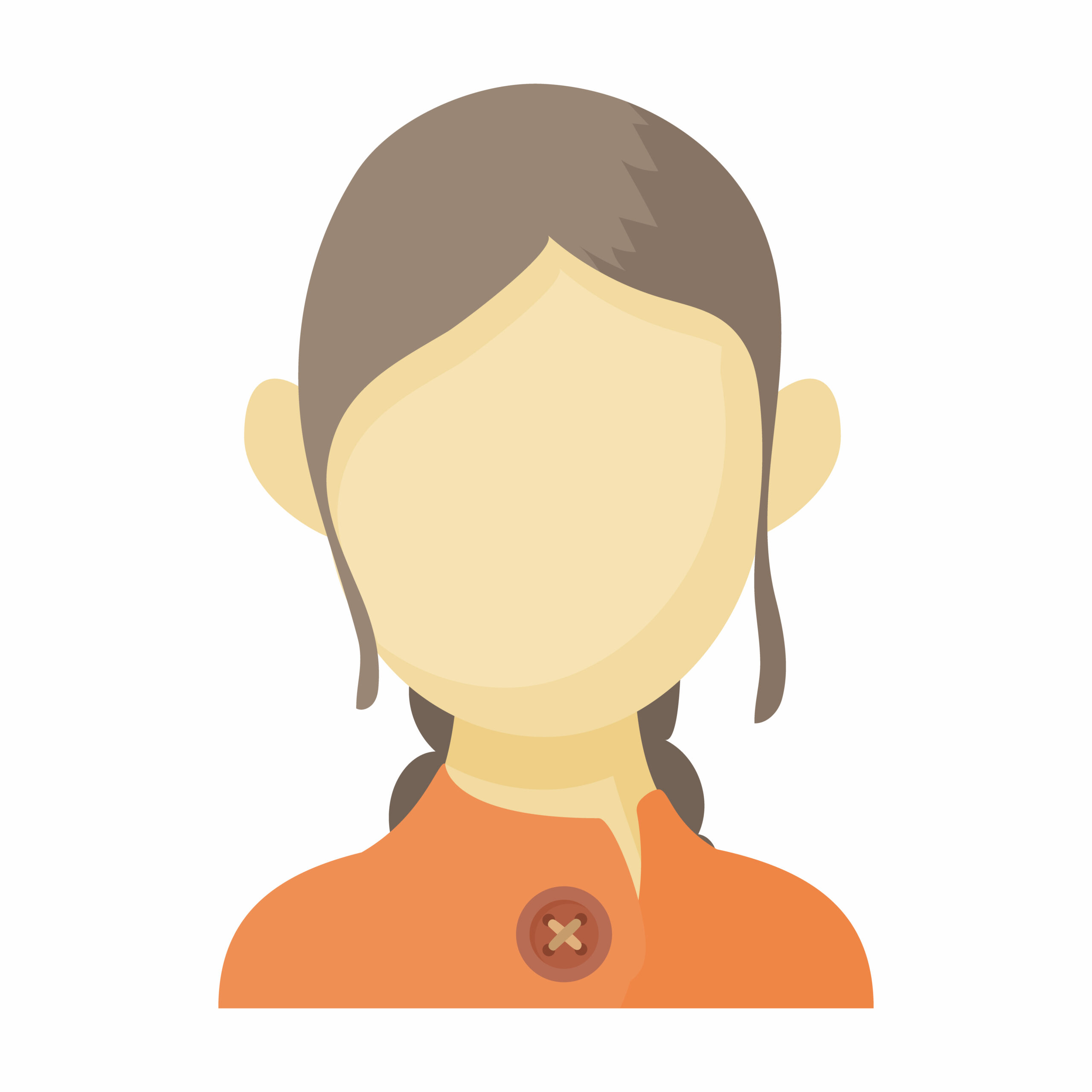 Avatar brown-haired woman icon, cartoon style Avatar brown-haired woman icon in cartoon style. Faceless girl isolated on white background